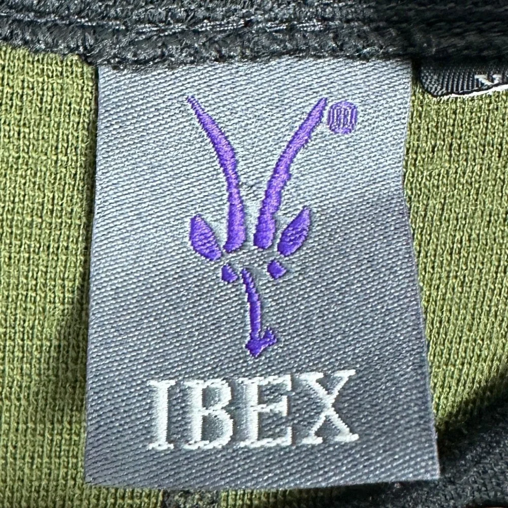 Ibex Sweater Mens XL Mock Neck Olive Green Center Seam Pullover 100% Merino Wool